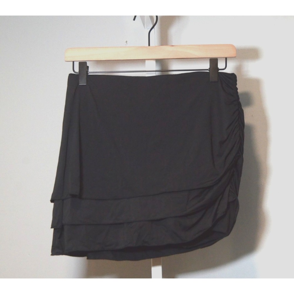 NWT JoyLab Women's Size XS Black High-rise Tiered Mini Skort Asymmetrical Hem